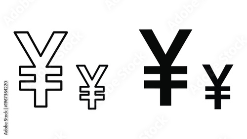 Comparison of different yen currency symbol styles and variations