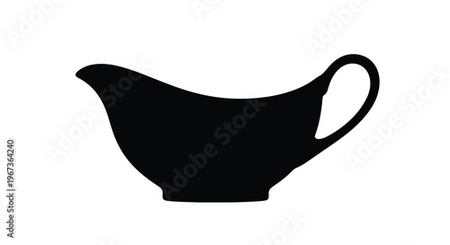Black gravy boat illustration with a clean stark silhouette