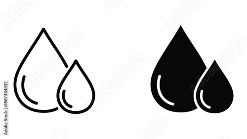 Contrast between empty and filled water droplet icons