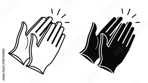 Two hands clapping with sparkles indicating applause or celebration