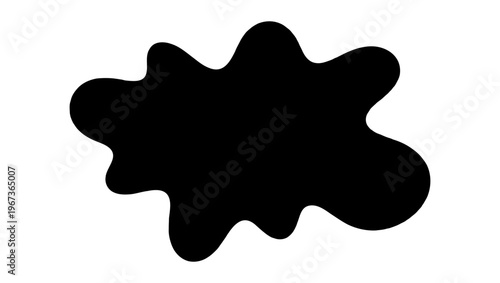Black ink splat vector silhouette, organic liquid splash shape, abstract blotch and paint spill element for graphic design