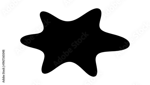 Black organic splash vector, abstract fluid blob silhouette, minimalist liquid ink stain, irregular amoeba shape for graphic design