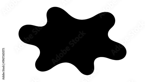 Black organic splash silhouette, abstract liquid blob shape, fluid ink splatter vector, minimalist amoeba form for graphic design