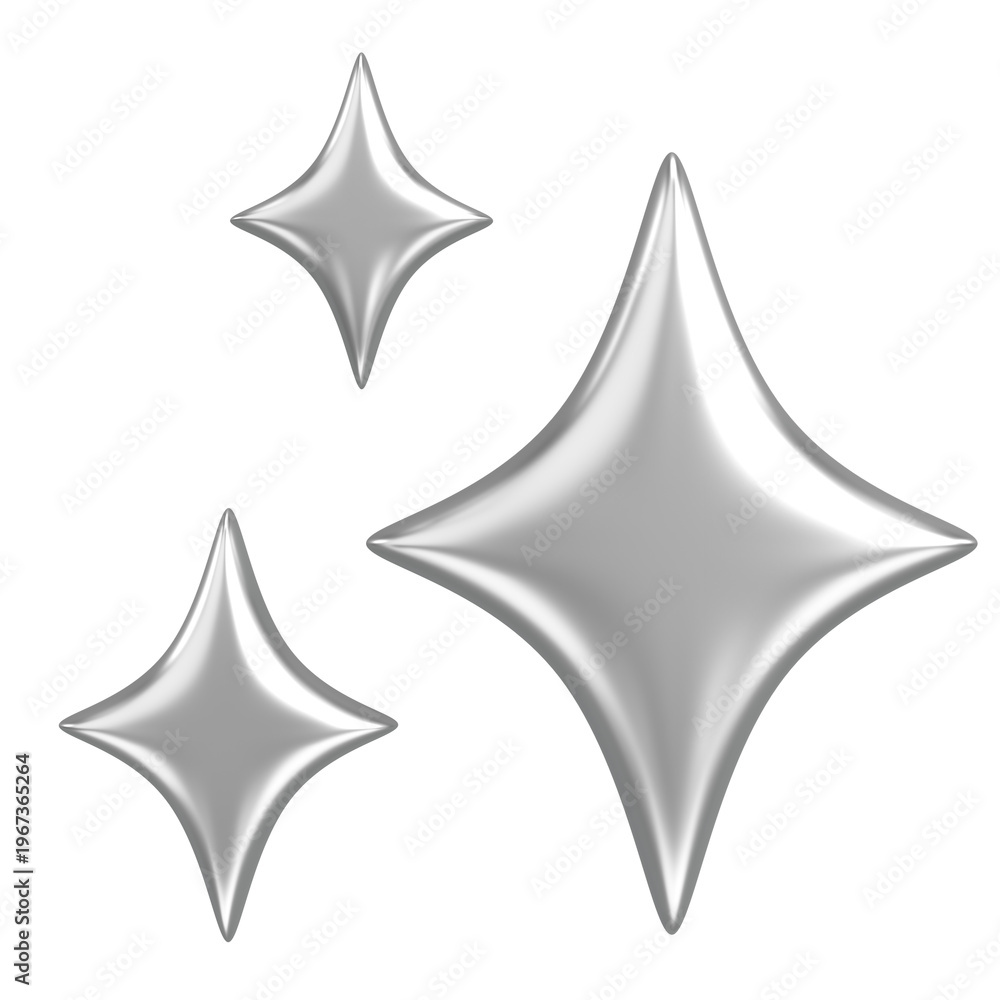 Fototapeta premium Glossy Star Sparkle. 3D Illustration.
