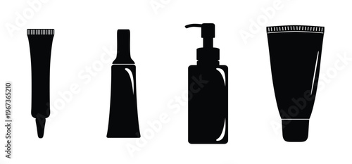 Beauty and Personal Care Glyph Icons Set. Solid Black and White Cosmetics Products and Makeup Tools.  Beauty and Personal Care Icons Set on White Background. Vector Illustration.