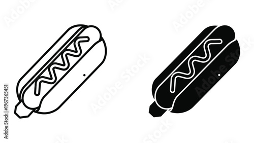 Contrast illustration of a hotdog with two different bun styles