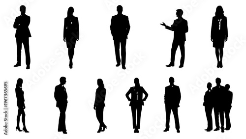Business people silhouettes, professional office staff vector set
