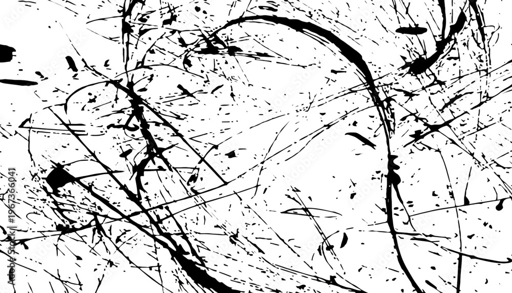 Fototapeta premium A black ink splatter on a white background with messy strokes