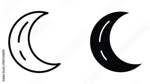 Illustration of waxing and waning crescent moon phases side by side
