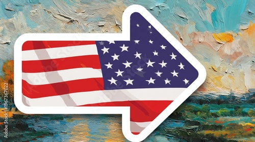 Bright Colors Show American Flag in Wavy Design With Stars and Stripes on Can...