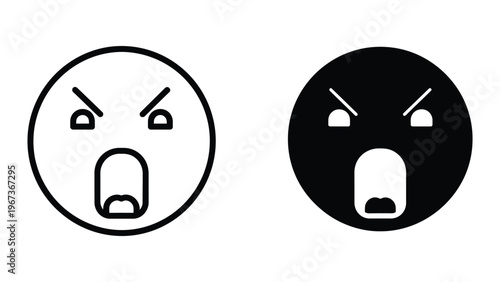 Angry and shocked emoji variations in contrasting background colors