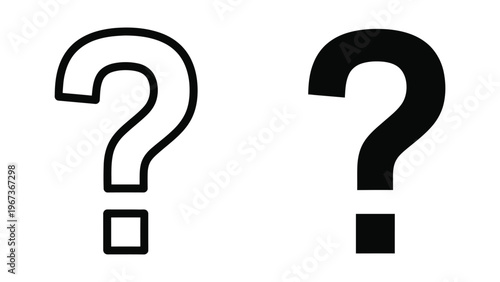 Contrasting question marks with different dot styles in black and white