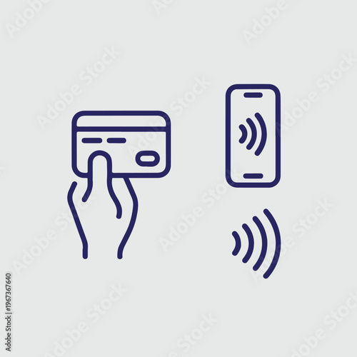 credit card with wifi icon set