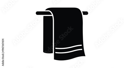 A black towel hanging on a rack simple graphic silhouette