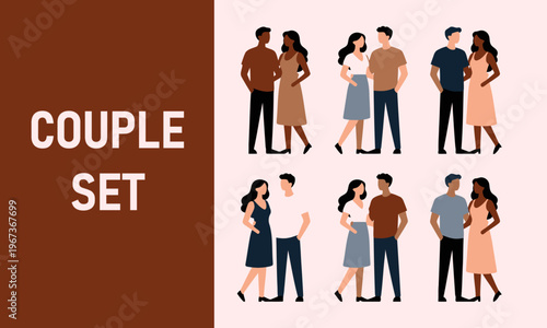 couples in various poses and outfits