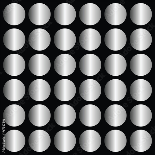 Seamless Gradient Chrome Silver Circular Pattern on Black Background