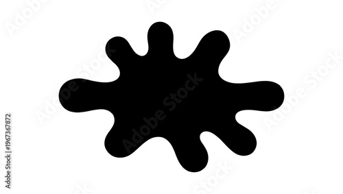 Black ink splash silhouette vector, organic liquid splatter shape, abstract paint blot icon isolated on white background