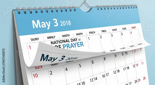 National day of prayer calendar page may 3rd symbol of faith and spirituality religious observance