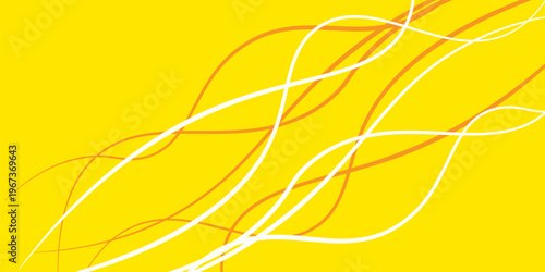 Pasta hand drawn background. Spaghetti sketch, abstract geometric pattern. Macaroni yellow banner. Wavy abstract pattern. Pasta vector illustration. Eps 10