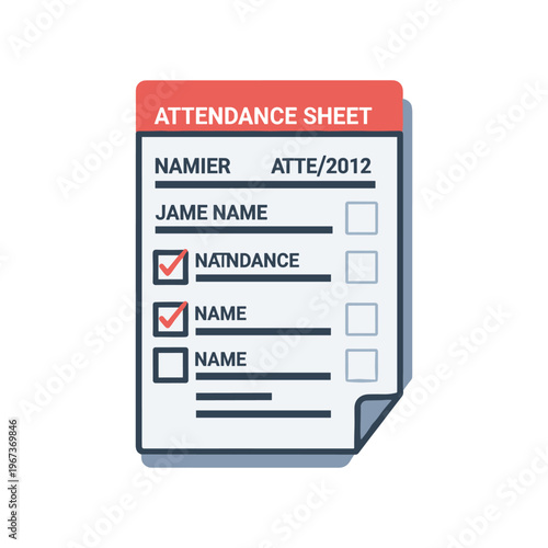 attendance sheet template with checkboxes for employee or student tracking vector illustration