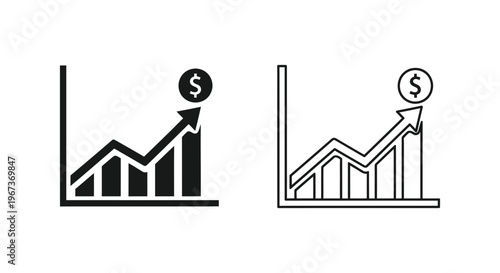 Financial Growth Charts with Dollar Sign Vector