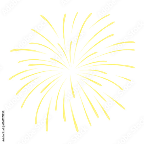 Obraz na plátně A bright yellow stylized firework burst or starburst illustration on a clean white background, depicting a celebratory explosion
