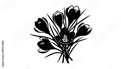 A flower bouquet silhouette illustration on a white background