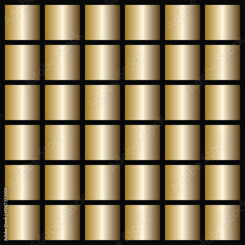 Seamless Golden Square Pattern with Gradient Shading on Black Grid Background squares 1