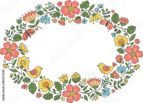 Colorful digital flower pattern on white