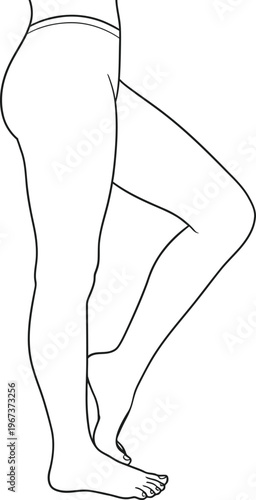 Woman legs in leggings or tights outline vector icon for fashion design