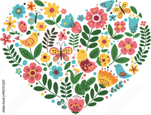 Seamless spring floral frame design featuring Easter eggs and butterflies with pink roses and garden leaves on a cute nature-inspired vector illustration wallpaper