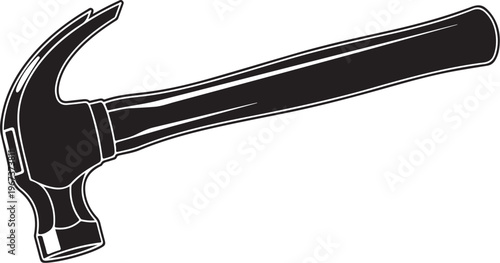 Black claw hammer with white outline on white background