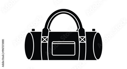Black duffel bag icon with handles and pocket a striking silhouette