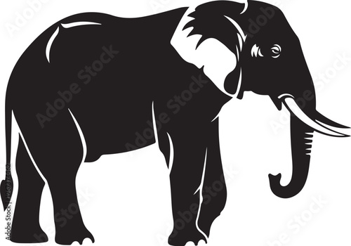 Black elephant silhouette with white highlights animal