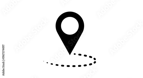 Simple Location Pin with Dotted Path for Navigation and Route, isolated white background.
