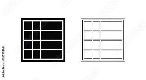 black and white window frames grid Vector
