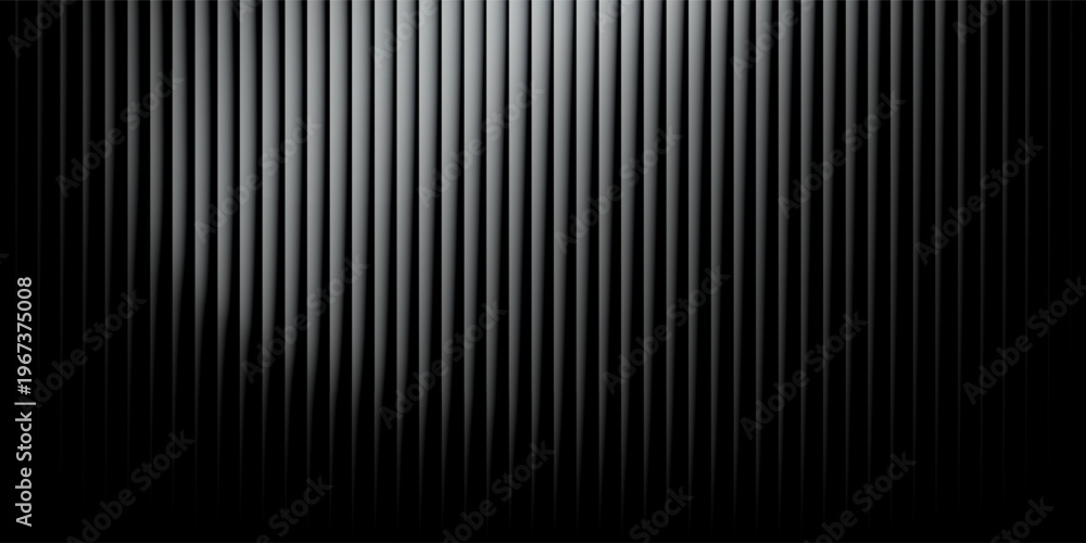 Obraz premium Vertical ribbed glass background, black and white colors, ideal for modern digital design.