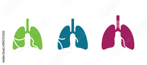Human lungs pictogram designed in solid glyph style for medical and anatomy concepts.
