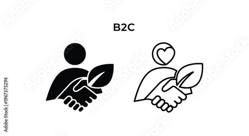 B2C Partnership Leaf Handshake Vector