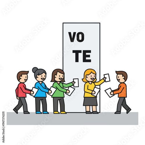 People Voting in Election at Polling Station.