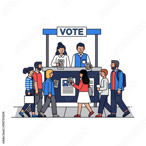 People Voting at a Polling Station.