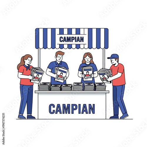 People working at a promotional stand for Campian.