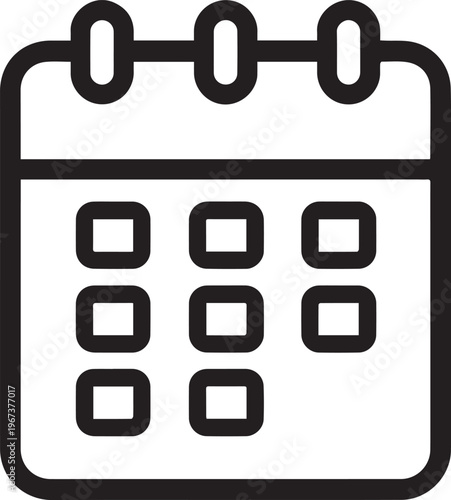 An iconic calendar illustration symbolizes time management, appointments, and schedules in a simplistic, clean graphic. 