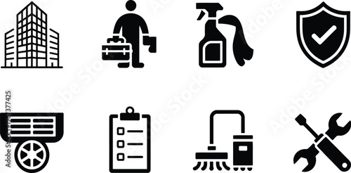 Set of facility management and maintenance icons