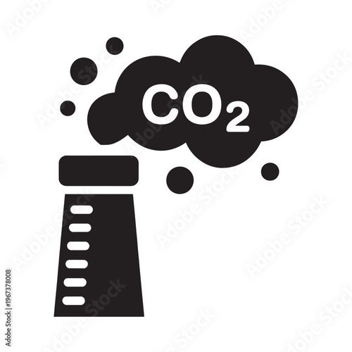 Illustration depicting carbon dioxide emissions from an industrial smokestack