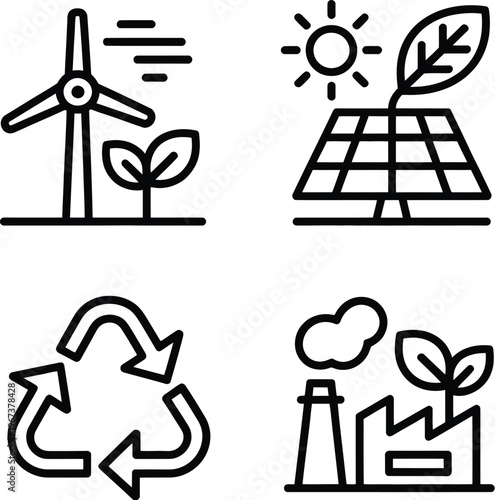 Set of ecofriendly energy and sustainability icons