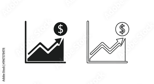 Financial Growth Charts with Dollar Sign Vector