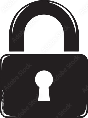Black padlock with keyhole security