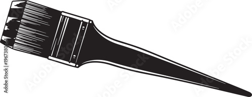 Black paintbrush with white outline on white background