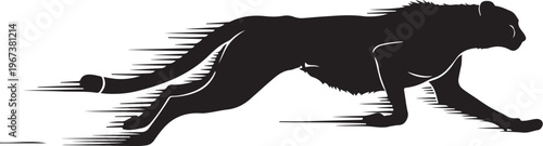 Black panther running with motion lines speed